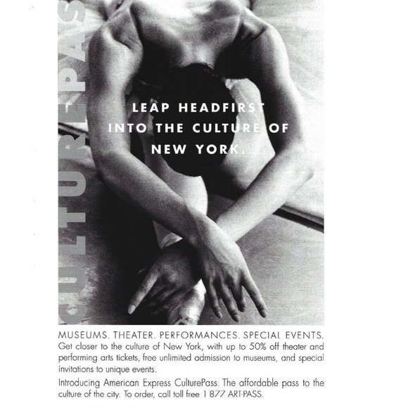 American Express Card AD Culturepass New York 1990s Vintage Print Ad - Picture 2 of 2